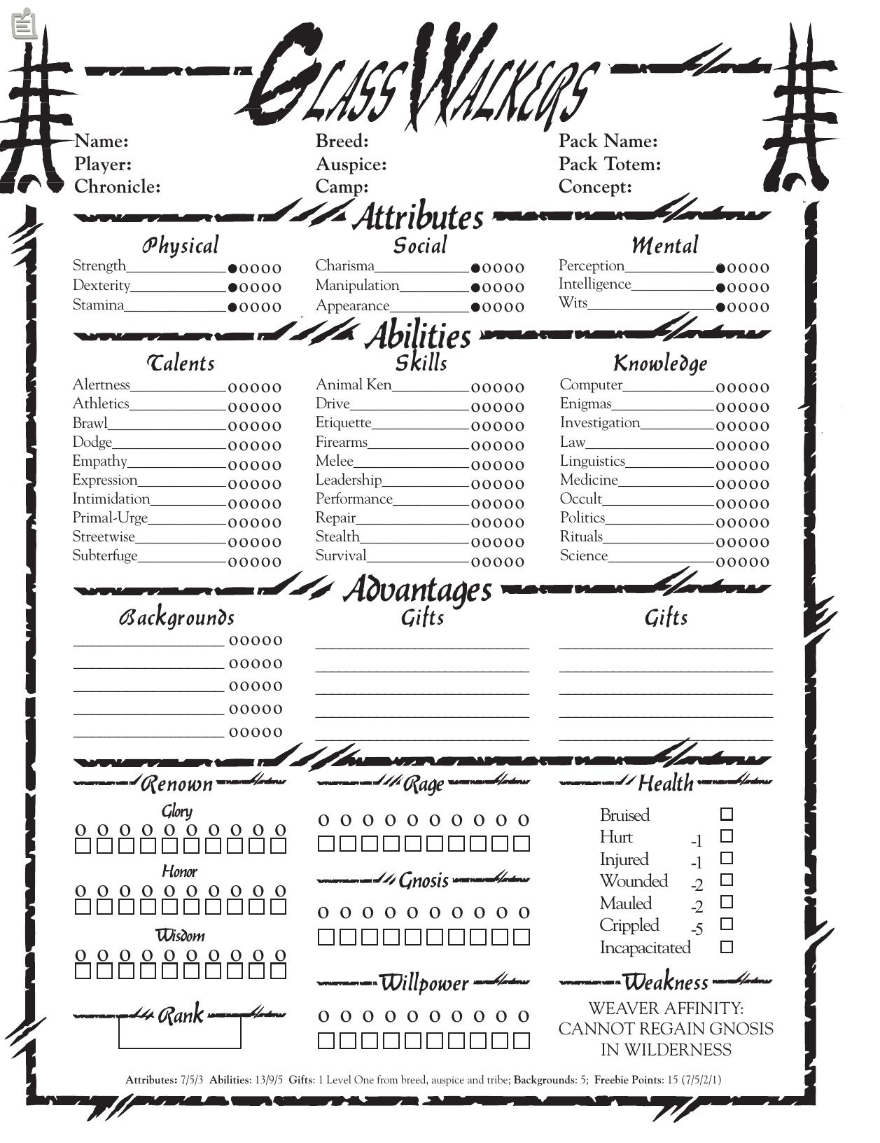 glasswalker character sheet