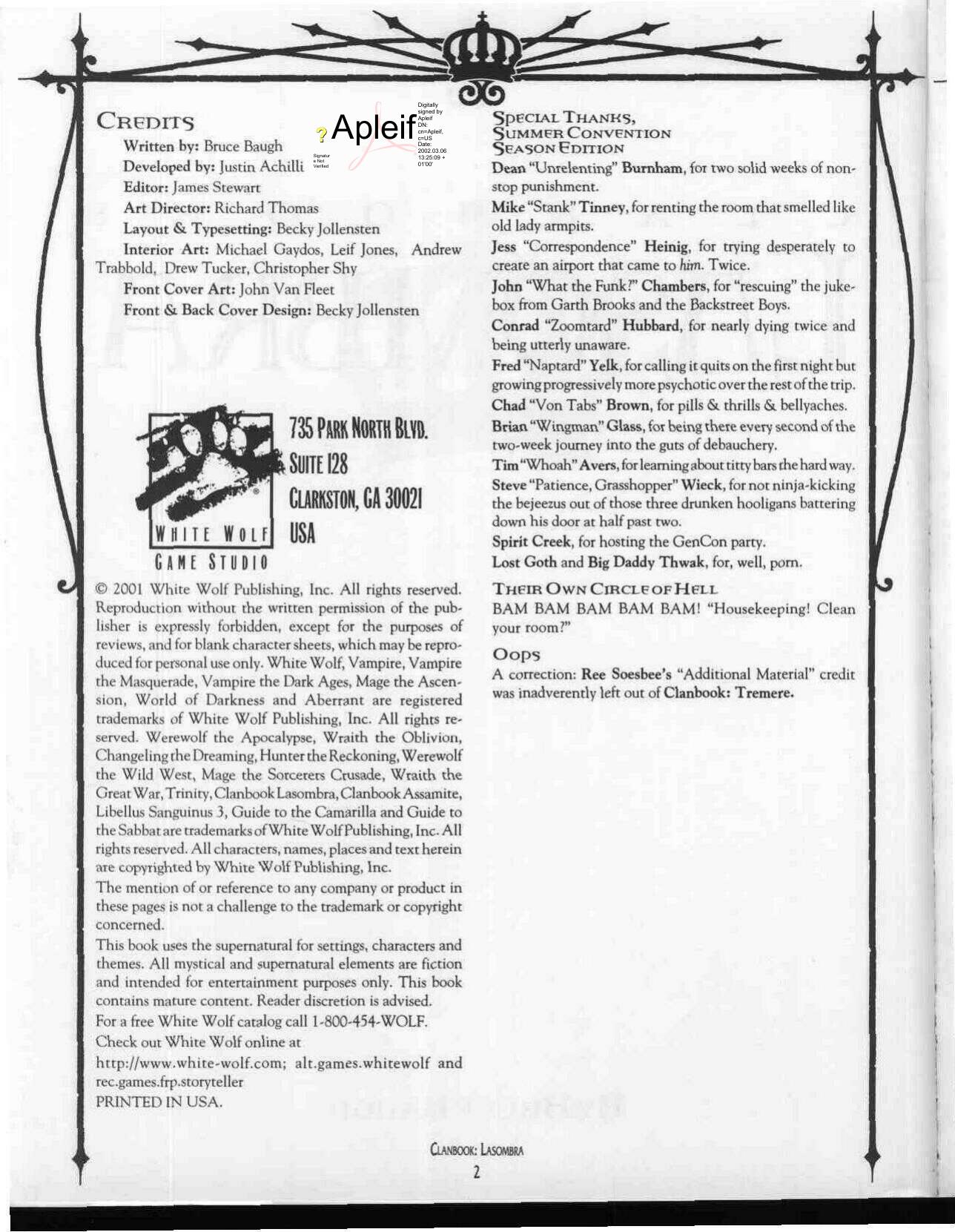 Lasombra (Revised Edition)