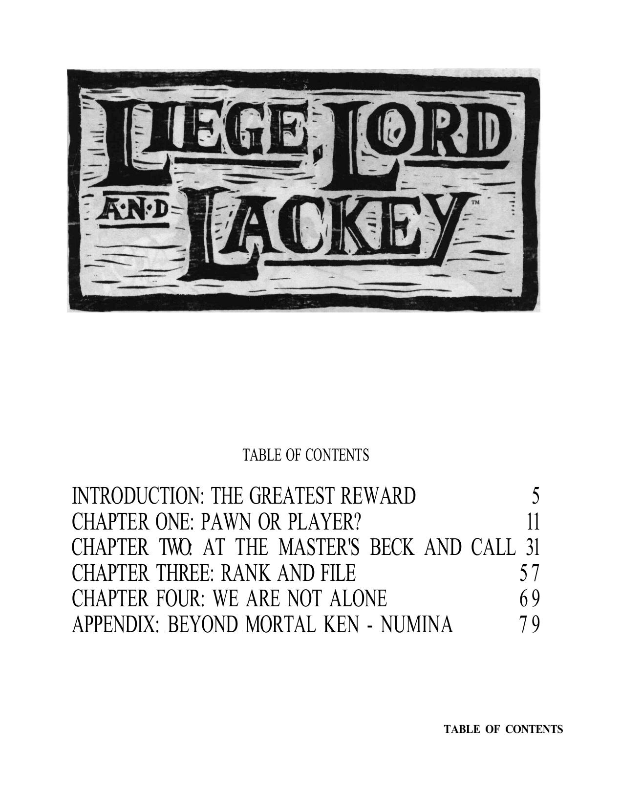 Liege, Lord & Lackey