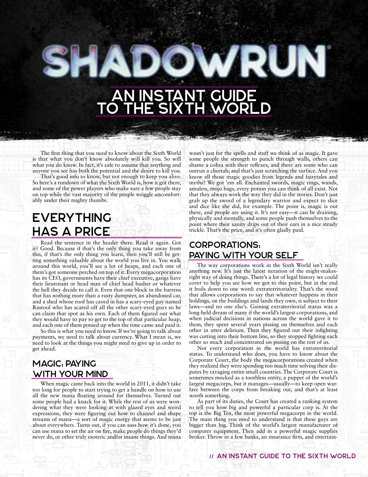 Shadowrun: Beginner Box: An Instant Guide to the Sixth World