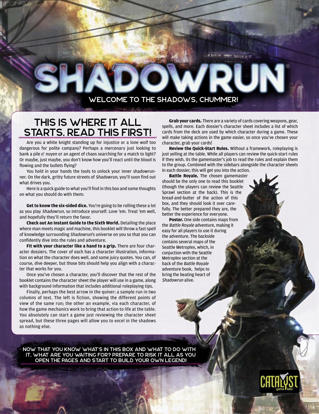 Shadowrun: Beginner Box: Instruction Sheet