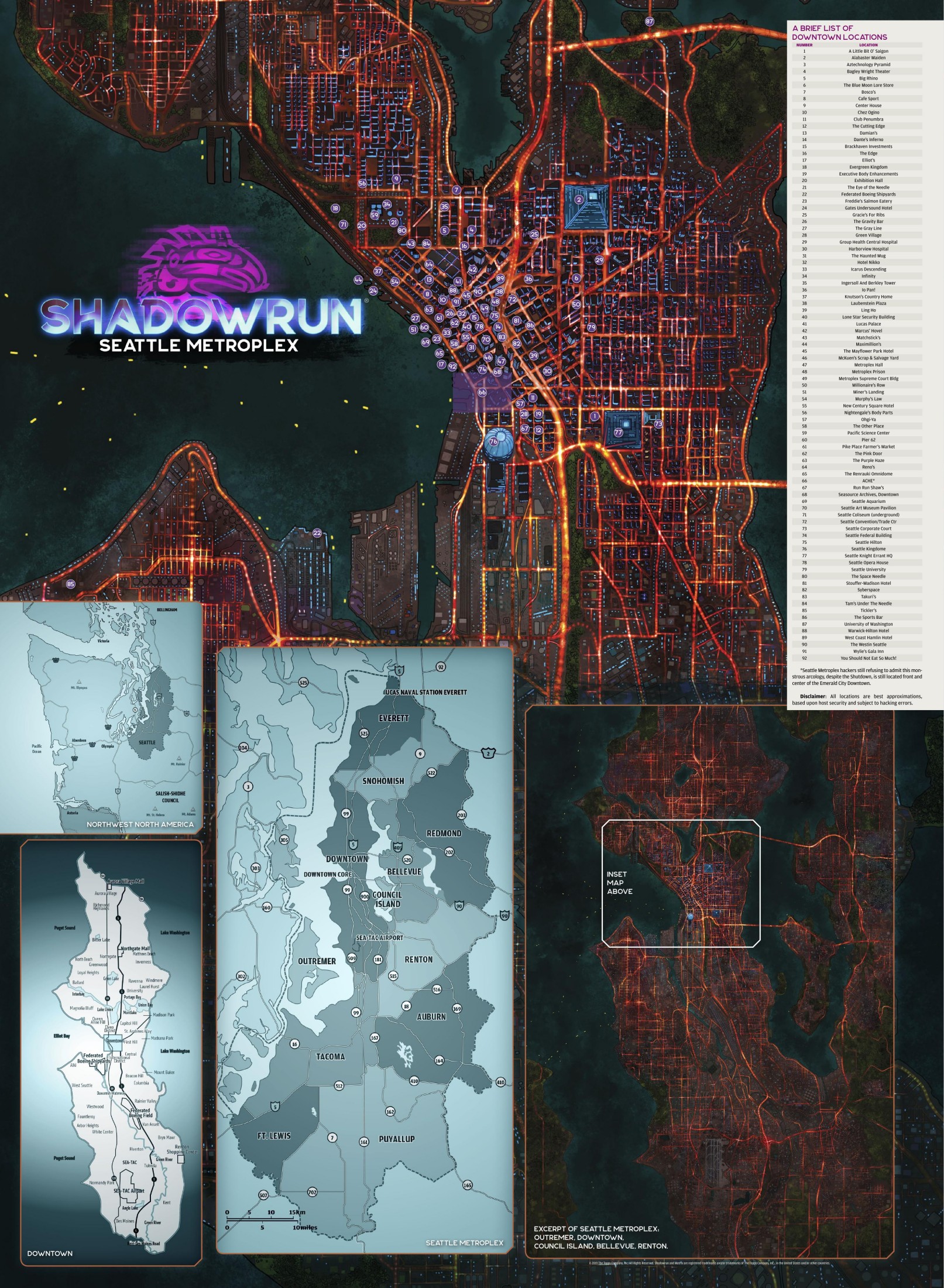 Shadowrun: Beginner Box: Seattle Metroplex Poster Map
