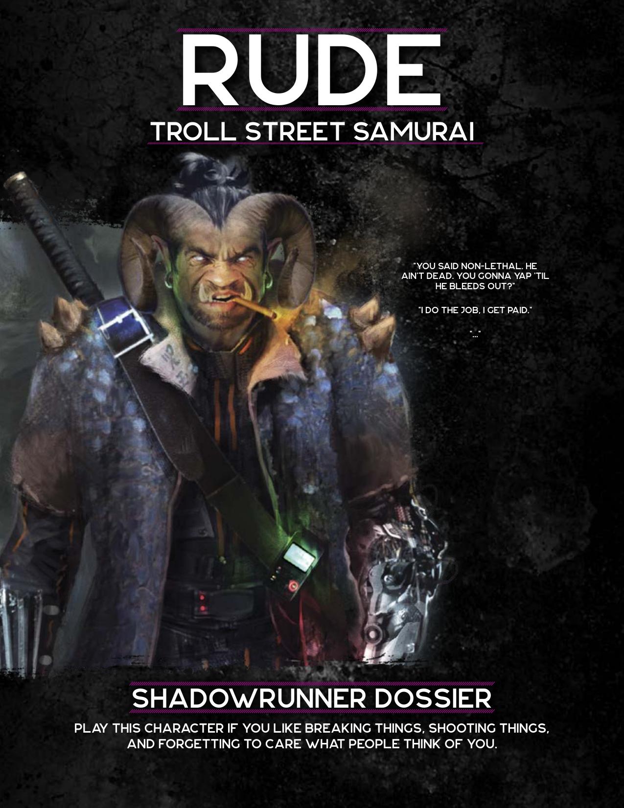 Shadowrun: Beginner Box: Rude Dossier