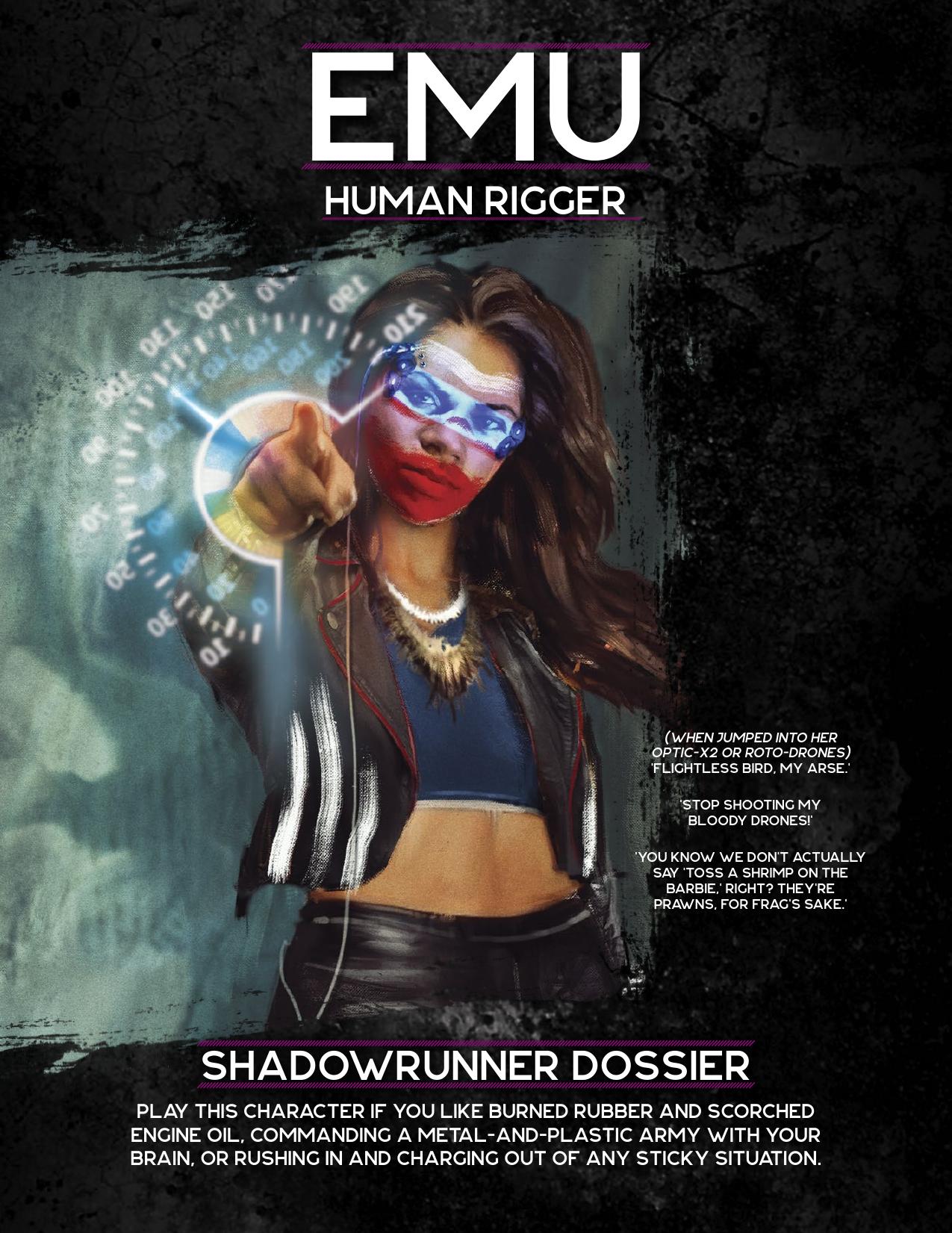Shadowrun: Dossier: Emu (Human Rigger)
