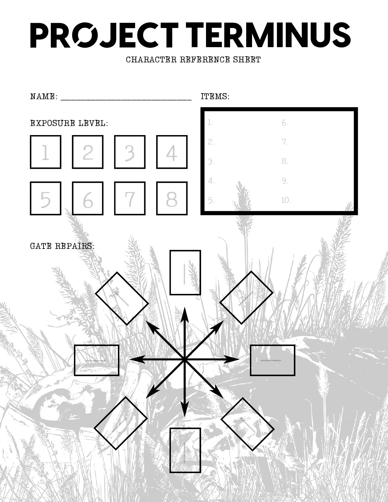 PT Character Reference Sheet - Letter